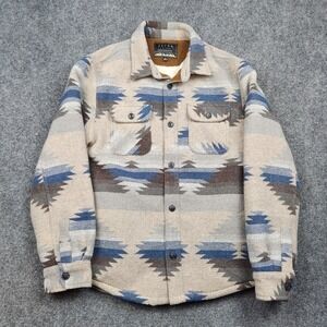 JACHS New York Jacket Mens Medium Beige Aztec Sherpa Lined Western Bomber